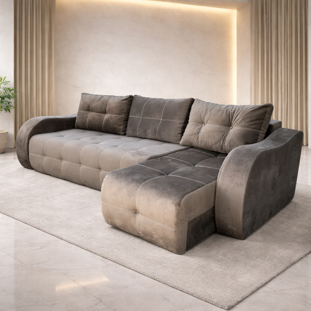 Colțar extensibil 3 locuri – Royale cu tapițerie din stofă