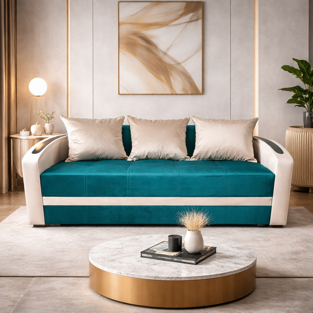 Canapea extensibilă 3 locuri – Petra cu tapițerie din stofă