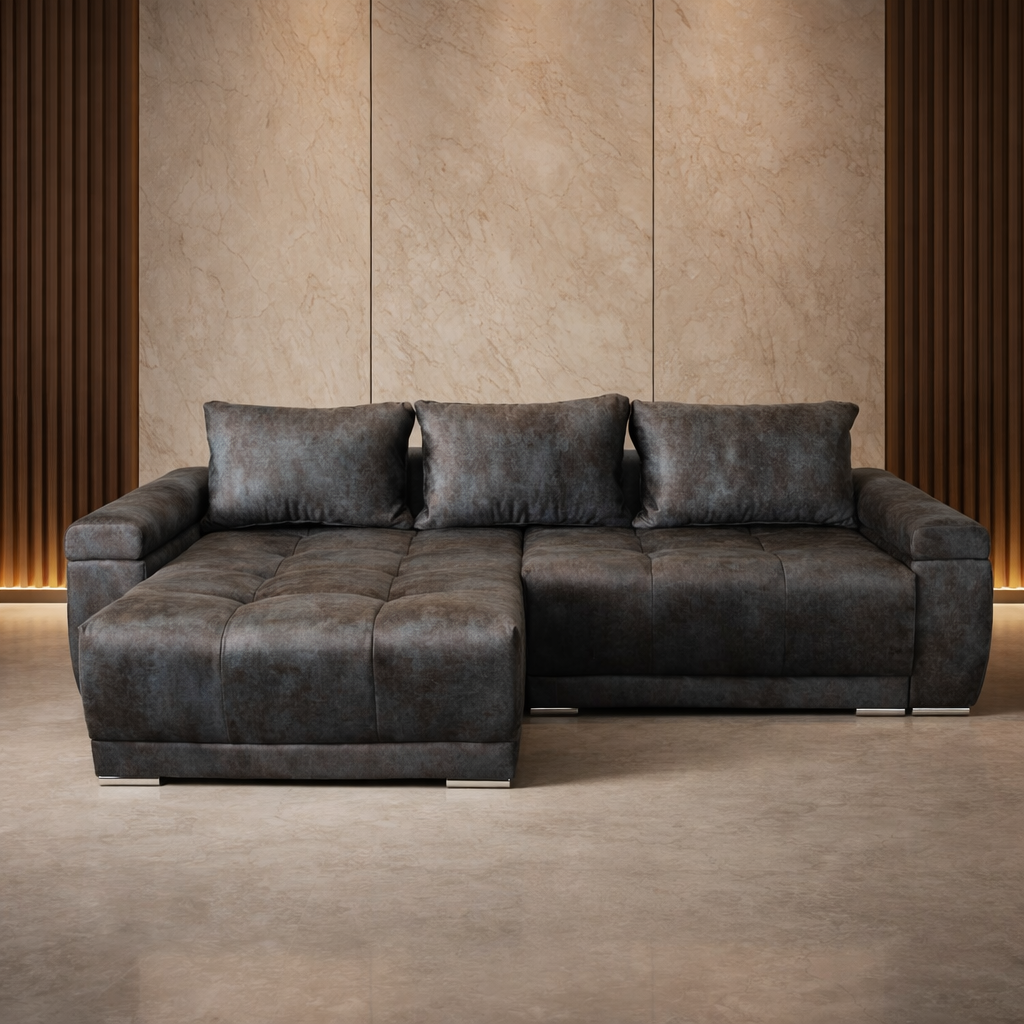 Colțar extensibil 3 locuri – Elena cu tapițerie din stofă